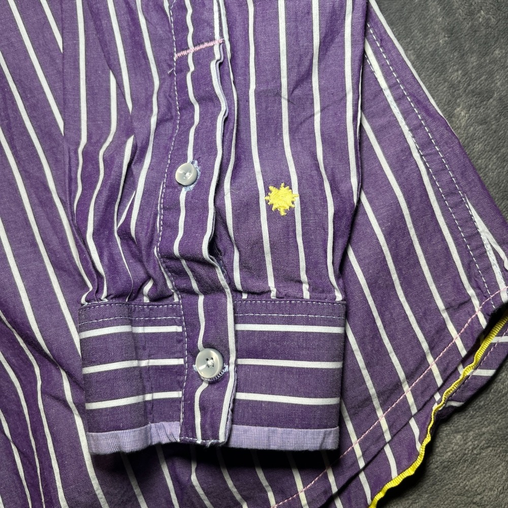 Descendant of Thieves Shirt Mens Large Purple Striped Long Sleeve Button Up - Picture 4 of 10